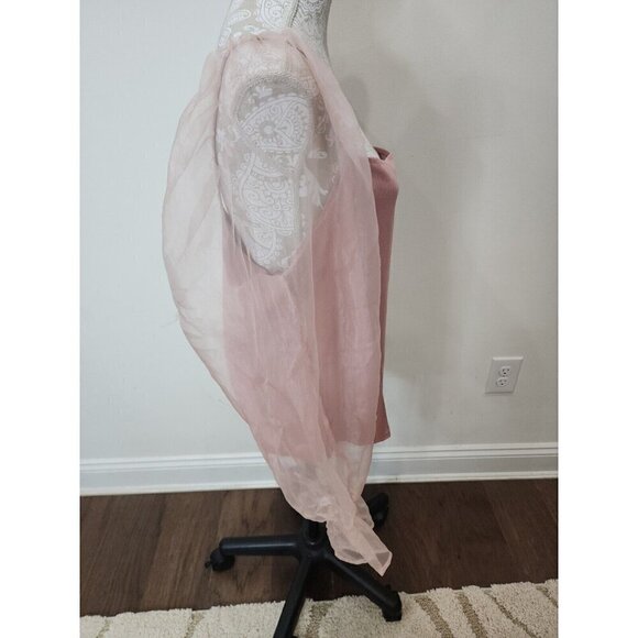 Eloquii Top Pink Ribbed W/Stretch Sheer Long Sleeves Women's 22 24 - Picture 6 of 10